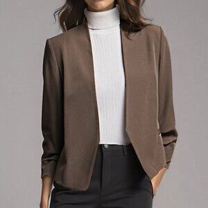 New York & Company Vertigo Long Sleeve Open Blazer Size SMALL / BROWN - MOCHA